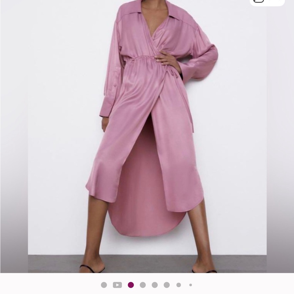 Zara Satin Effect Faux Wrap Dress  👗 – Size L